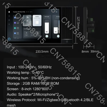 Built-in Alexa voice control full screen, intelligent 8-inch music host central control screen ZIGBEE gateway, fast delivery
Built-in Alexa voice control full screen, intelligent 8-inch music host central control screen ZIGBEE gateway, fast delivery