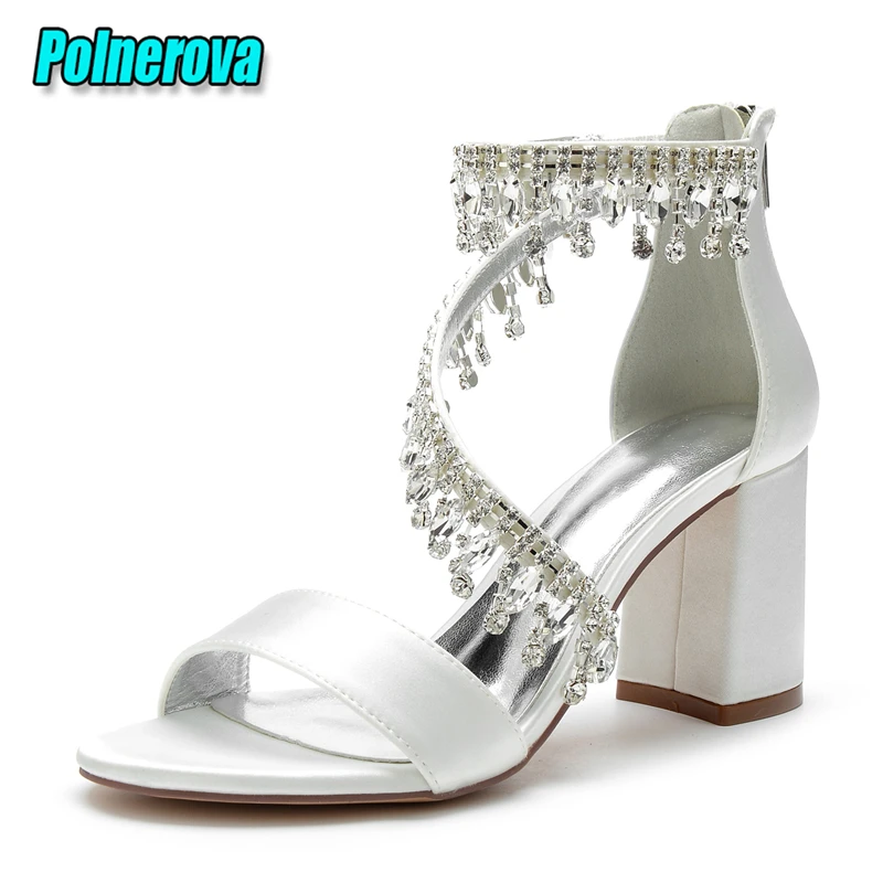 Luxury Rhinestone Satin Thick Heel Women Sandals Sexy Crystal Tassel Ankle Strap High Heels Summer New Banquet Wedding Shoes
Luxury Rhinestone Satin Thick Heel Women Sandals Sexy Crystal Tassel Ankle Strap High Heels Summer New Banquet Wedding Shoes
