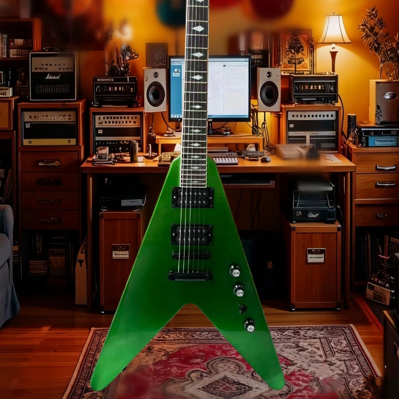 Green V Gloss Green Finish High Output Humbuckers Diamond Inlays Classic Free Delivery Electric Guitar
Green V Gloss Green Finish High Output Humbuckers Diamond Inlays Classic Free Delivery Electric Guitar