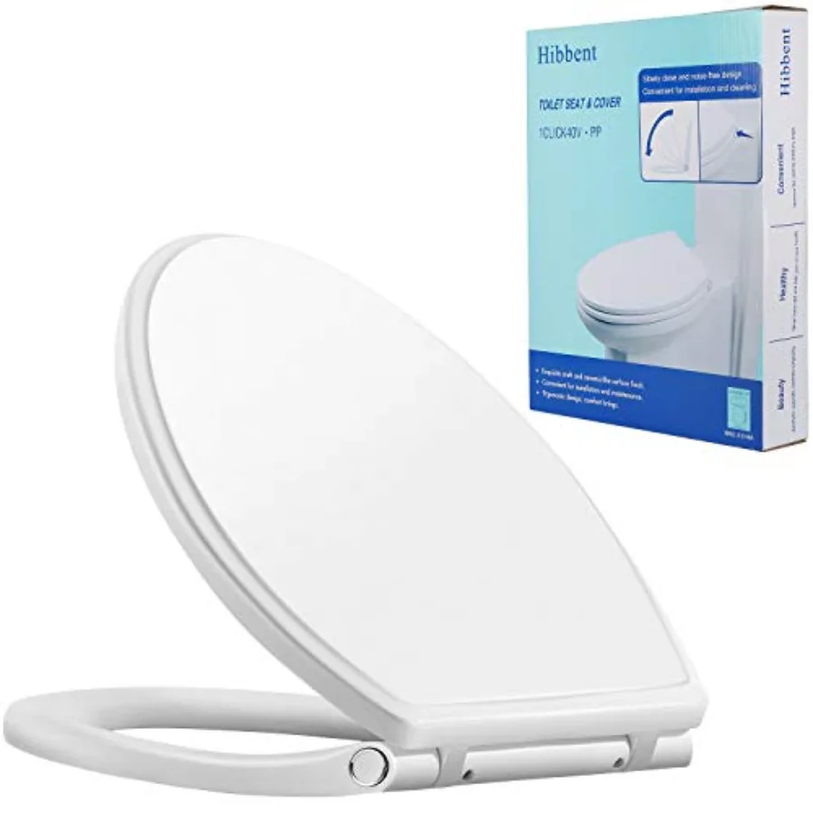 Bathroom premium elongated toilet seat with cover: white polypropylene, quiet-slow close, one-click quick release, non-slip bum
Bathroom premium elongated toilet seat with cover: white polypropylene, quiet-slow close, one-click quick release, non-slip bum