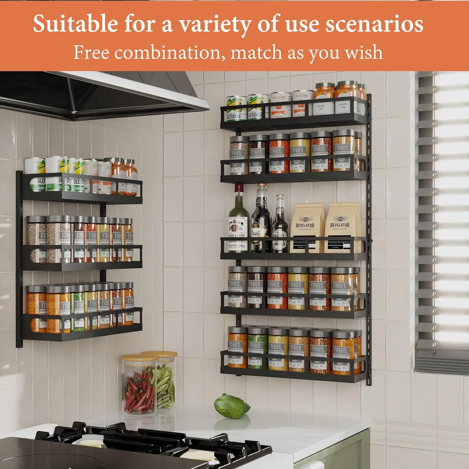X-Cosrack Wall Mount Spice Rack Organizer 5 Tier Height-Adjustable Hanging Spice Shelf Storage For Kitchen Pantry Cabinet,
X-Cosrack Wall Mount Spice Rack Organizer 5 Tier Height-Adjustable Hanging Spice Shelf Storage For Kitchen Pantry Cabinet,