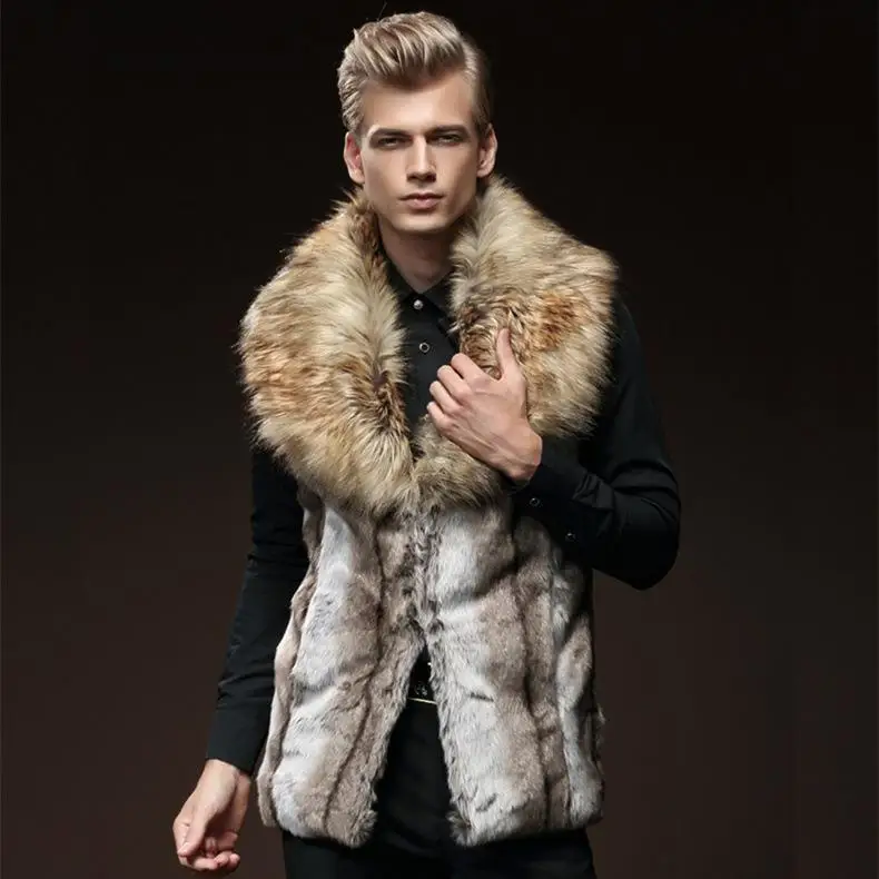 Men's Faux Rabbit Fur Vest Large Collar Style Outerwear Leather Jacket Luxury Brandless Rabbit Skin Coat Fall Fashion
Men's Faux Rabbit Fur Vest Large Collar Style Outerwear Leather Jacket Luxury Brandless Rabbit Skin Coat Fall Fashion