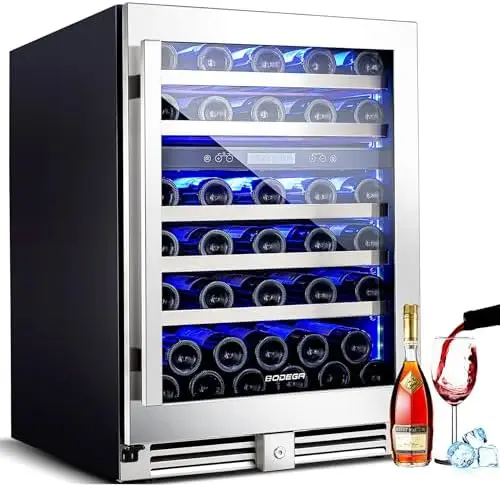 BODEGA 56-Bottle Dual Zone Wine Cooler, 24" Fridge with Double Glass Door & Digital Temp Control
BODEGA 56-Bottle Dual Zone Wine Cooler, 24" Fridge with Double Glass Door & Digital Temp Control