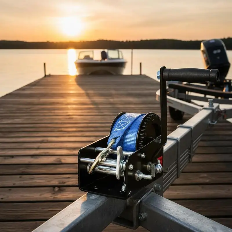 Manual Hoist Puller 3500LBS with 32.8FT Blue Belt for Trailer Boat ATV Towing, 4.1:2.4:1 Gear Ratio Two-Way Ratchet Crank Handle Tool Black Shell
Manual Hoist Puller 3500LBS with 32.8FT Blue Belt for Trailer Boat ATV Towing, 4.1:2.4:1 Gear Ratio Two-Way Ratchet Crank Handle Tool Black Shell