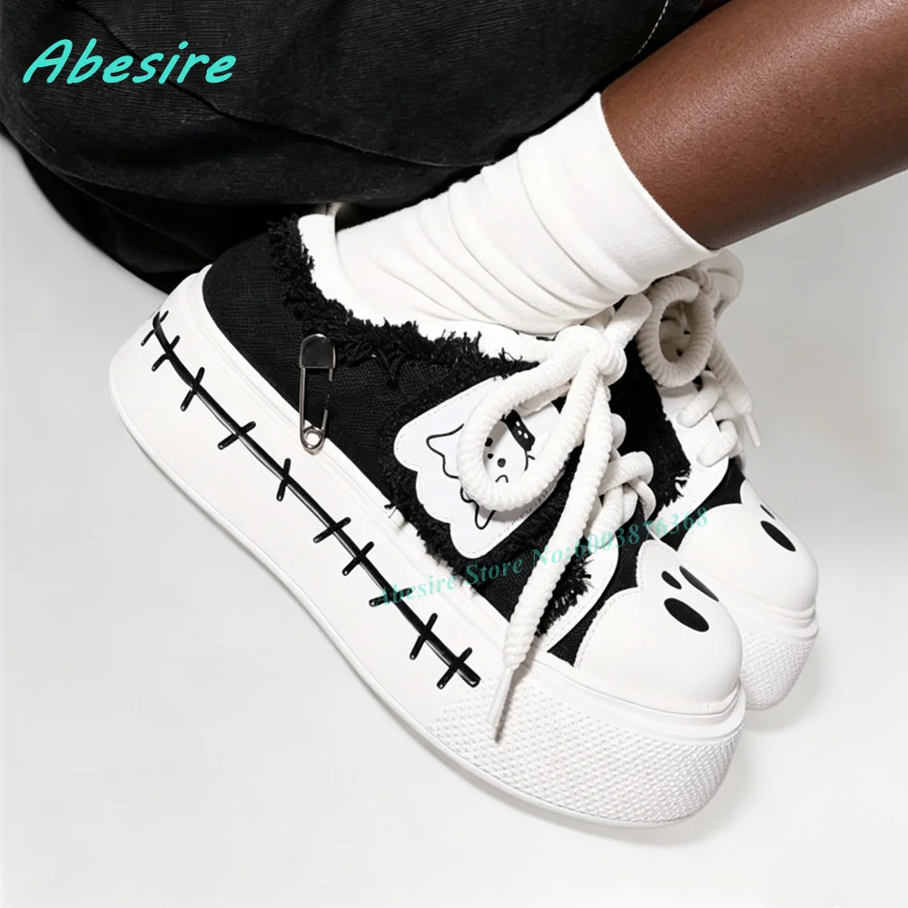 Black and White Platform Pumps Round Toe Lace-Up Thick Sole Shoes for Women Y2K Sweet Cool Street-Style Causal Daily Shoes
Black and White Platform Pumps Round Toe Lace-Up Thick Sole Shoes for Women Y2K Sweet Cool Street-Style Causal Daily Shoes