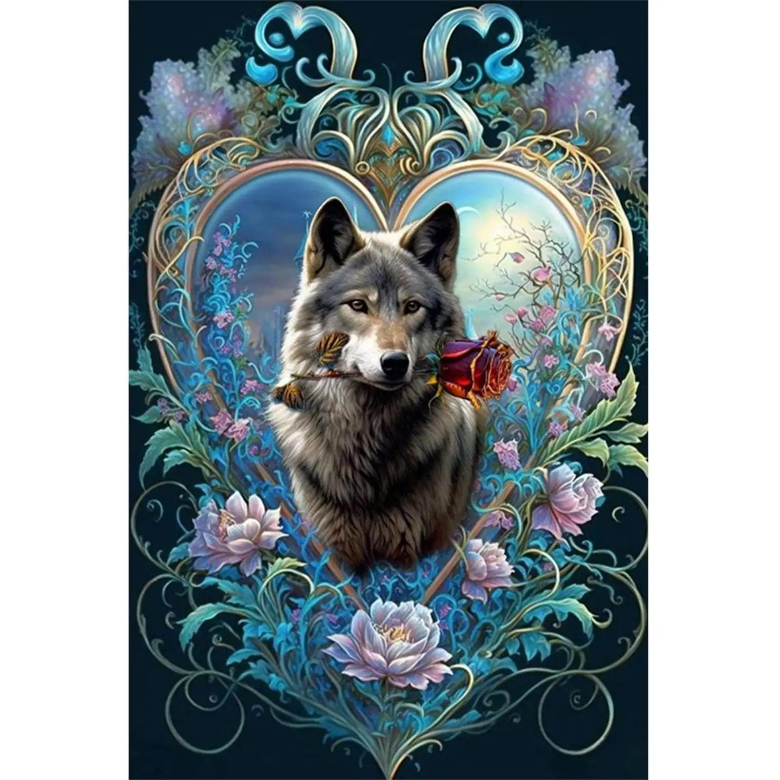 Алмазная вышивка 5D DIY с полным круглым наполнением: Волк с розой, декоративное искусство, 40x60 см
Алмазная вышивка 5D DIY с полным круглым наполнением: Волк с розой, декоративное искусство, 40x60 см