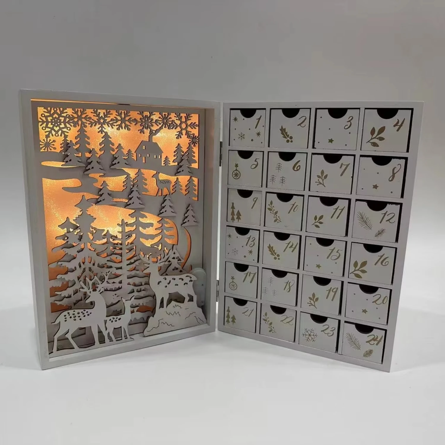 2023 New Design Classic LED Christmas Decoration Christmas Battery Operated Wooden Advent Calendar House with 24 Drawers
2023 New Design Classic LED Christmas Decoration Christmas Battery Operated Wooden Advent Calendar House with 24 Drawers