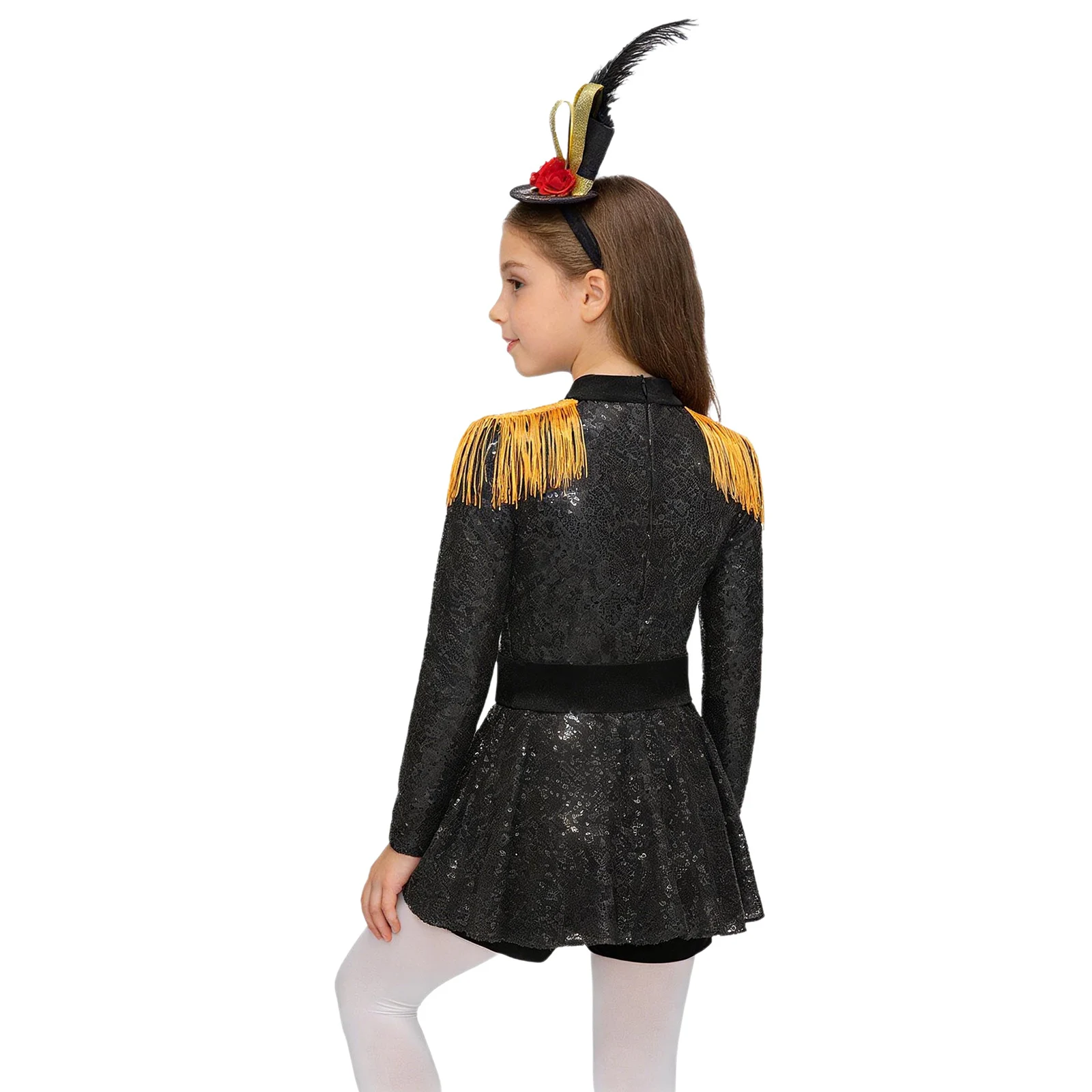 Girls Circus Ringmaster Costume Long Sleeve Fringe Sequin Leotard Jumpsuit for Halloween Carnival Cosplay Magician Lion Tamer
Girls Circus Ringmaster Costume Long Sleeve Fringe Sequin Leotard Jumpsuit for Halloween Carnival Cosplay Magician Lion Tamer