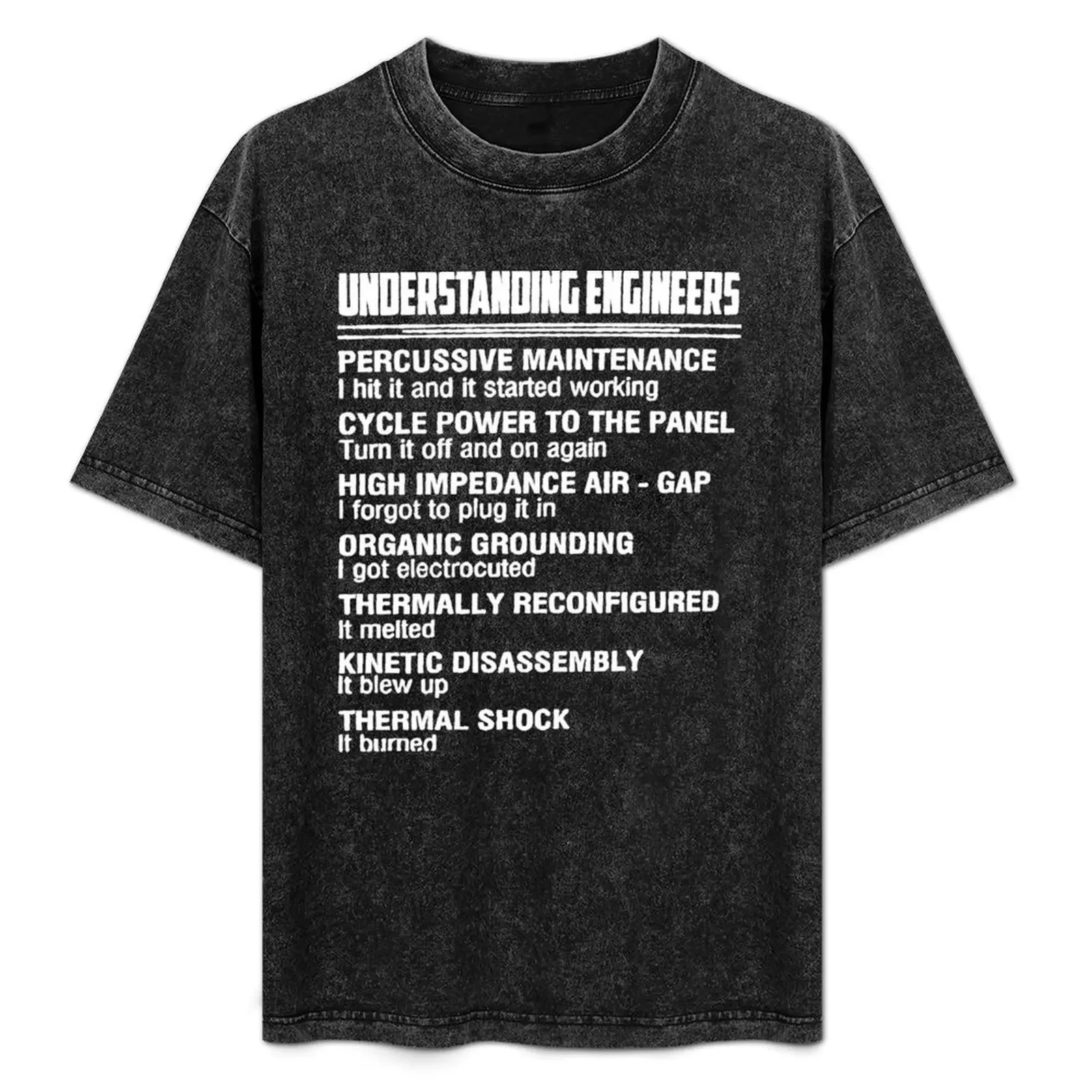 Understanding engineers Percussive maintenance Cycle power to the panel T-Shirt Work Style Casual T-Shirt
Understanding engineers Percussive maintenance Cycle power to the panel T-Shirt Work Style Casual T-Shirt