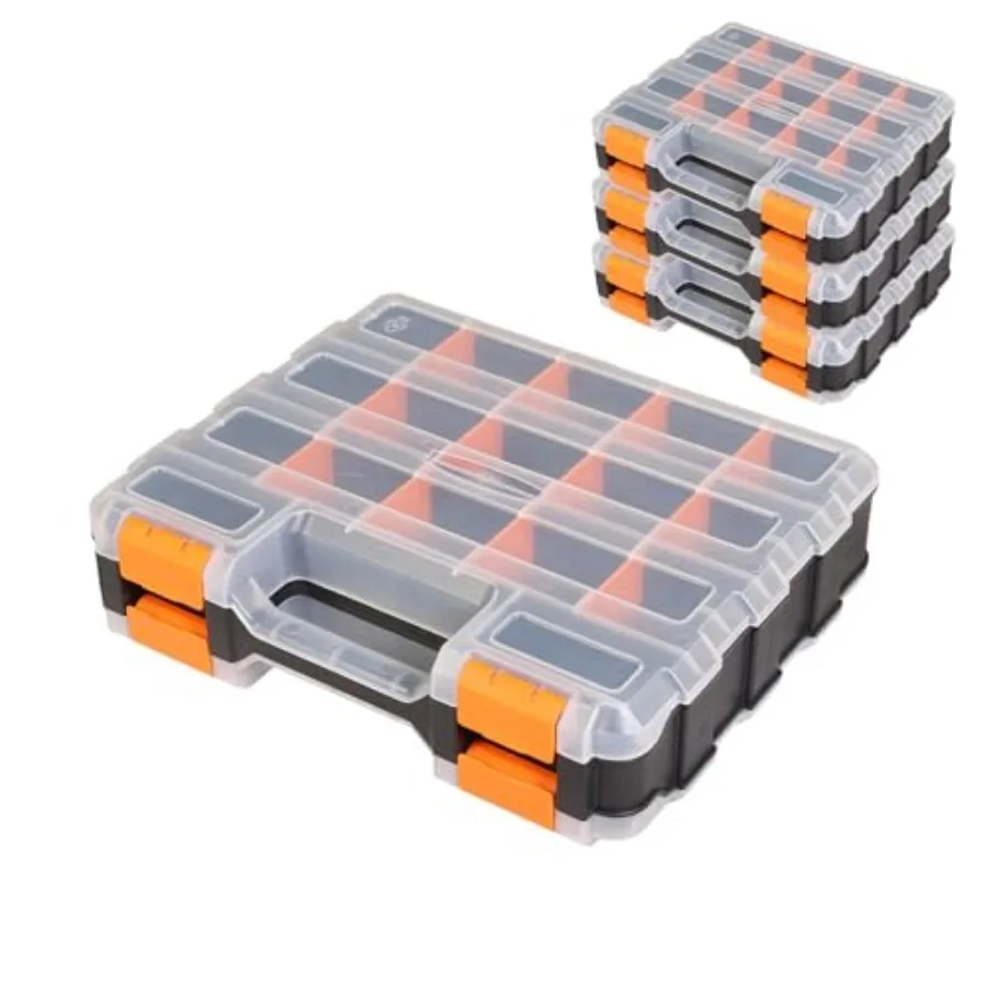 Tool Box with Transparent Lid Double Side 34-Compartments Organizer Box with Removable Dividers for Hardware Screws Bolts Nails
Tool Box with Transparent Lid Double Side 34-Compartments Organizer Box with Removable Dividers for Hardware Screws Bolts Nails
