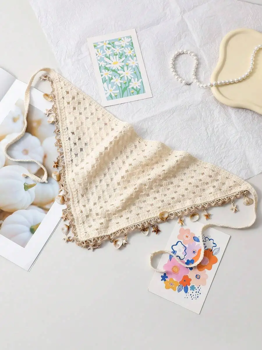 Beige Crochet Bandana With Seashell Starfish Tassels Bohemian Headband For Women Summer Beach Hair Accessory
Beige Crochet Bandana With Seashell Starfish Tassels Bohemian Headband For Women Summer Beach Hair Accessory