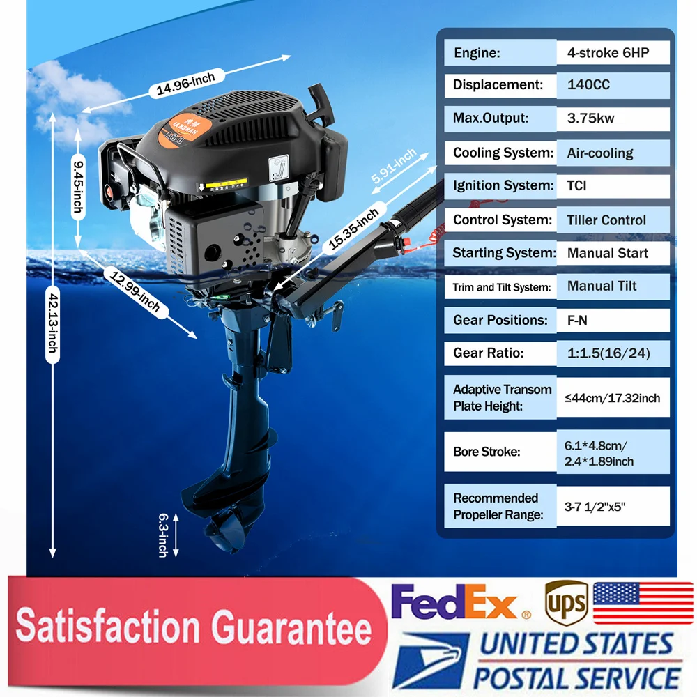 6 HP 4 Stroke Outboard Motor with Air Cooling System Boat Accessories Heavy Duty Boat Engine
6 HP 4 Stroke Outboard Motor with Air Cooling System Boat Accessories Heavy Duty Boat Engine