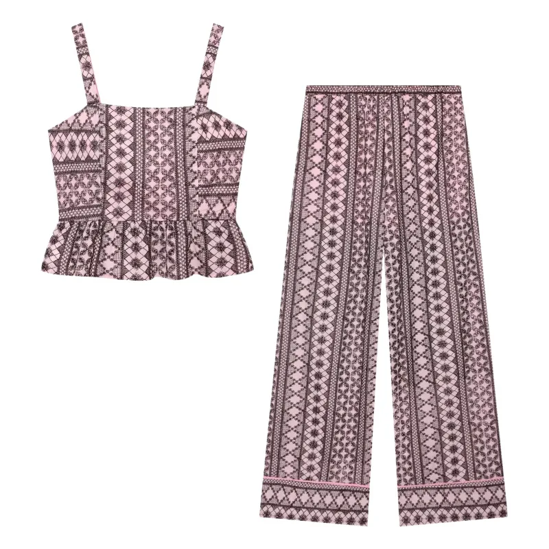 Dave&di Embroidered Waist Strap Top, Wide Leg Pants Woman Clothes Pant Sets New Two Piece Set Women's Suit Ropa Mujer
Dave&di Embroidered Waist Strap Top, Wide Leg Pants Woman Clothes Pant Sets New Two Piece Set Women's Suit Ropa Mujer