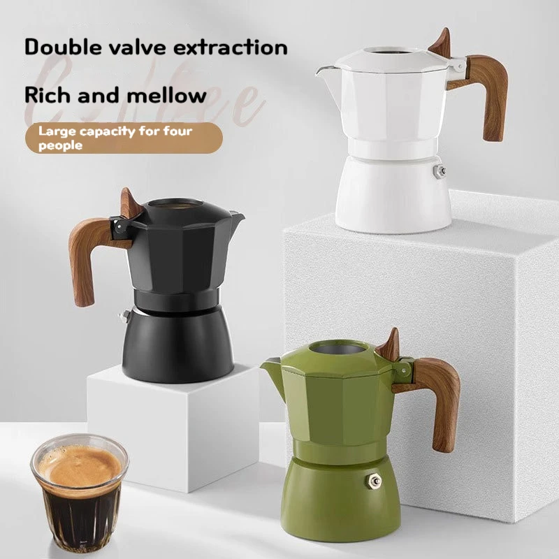 Italian Expresso Mocha Pot, Expresso Equipment, Outdoor Coffee Making, Double Valve
Italian Expresso Mocha Pot, Expresso Equipment, Outdoor Coffee Making, Double Valve