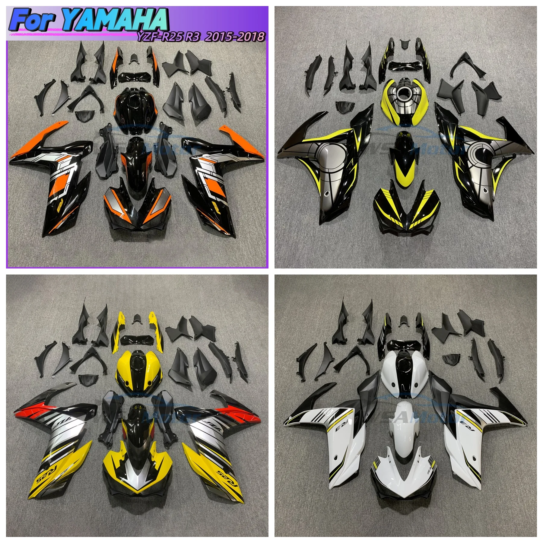 For Yamaha YZFR3 R25 2015 2016 2017 2018 Bodywork Fairing Injection Molding ABS painted Components Cowl Body Plastic Parts
For Yamaha YZFR3 R25 2015 2016 2017 2018 Bodywork Fairing Injection Molding ABS painted Components Cowl Body Plastic Parts