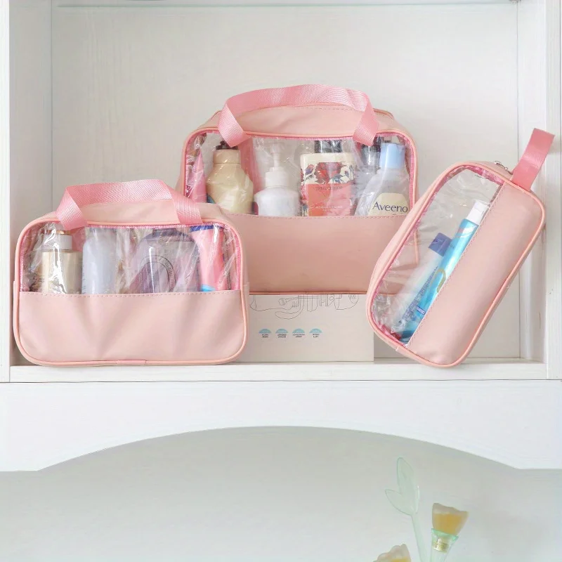 3pcs/set new transparent cosmetic toiletry bag portable pu bath bag waterproof large capacity storage bag pvc stitching cosmetic
3pcs/set new transparent cosmetic toiletry bag portable pu bath bag waterproof large capacity storage bag pvc stitching cosmetic