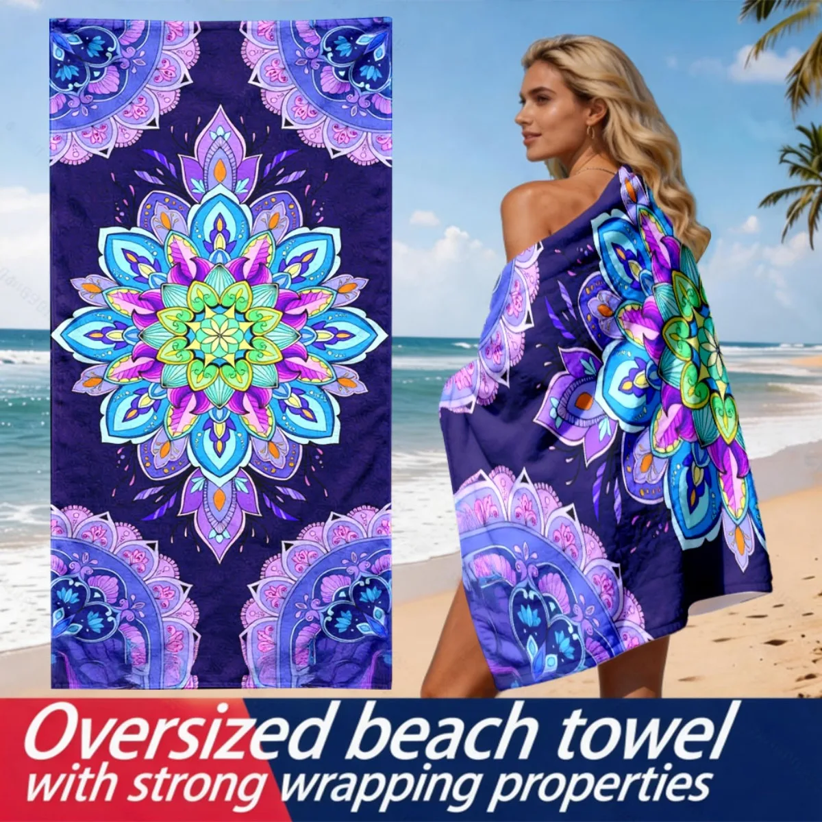 Purple Mandala Flower Theme polyester microfiber beach towel is highly absorbent, suitable for swimming and beach outings
Purple Mandala Flower Theme polyester microfiber beach towel is highly absorbent, suitable for swimming and beach outings