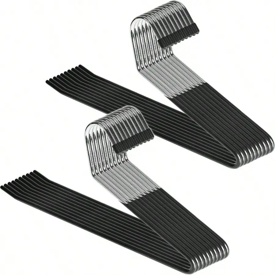 Pants Hangers Non Slip - 20 Pack Open Ended Pants And Jean Hangers For Closet - Space Saving Clothes Hanger - Strong Durable Metal Pant Hangers Black
Pants Hangers Non Slip - 20 Pack Open Ended Pants And Jean Hangers For Closet - Space Saving Clothes Hanger - Strong Durable Metal Pant Hangers Black