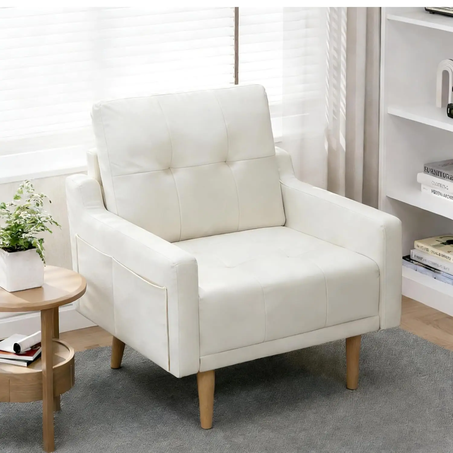 Mid Century Accent Chair ,Upholstered Armchair,Comfy Reading Chair with Wood Legs,Modern Sofa Chair for Living Room, Customized
Mid Century Accent Chair ,Upholstered Armchair,Comfy Reading Chair with Wood Legs,Modern Sofa Chair for Living Room, Customized