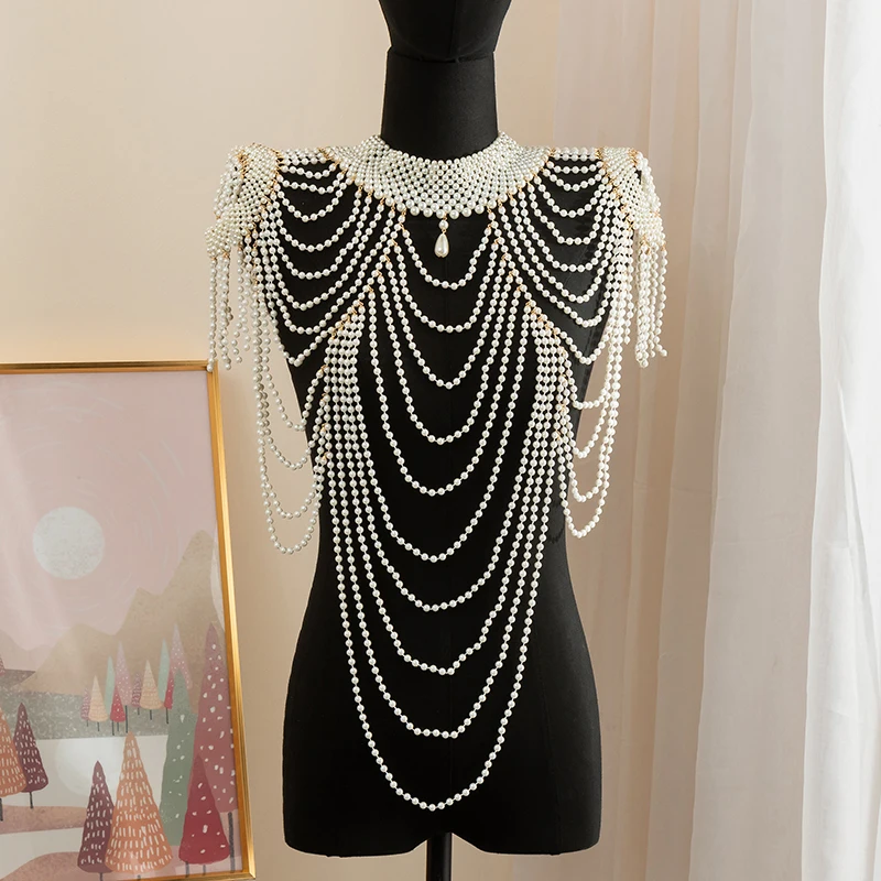 Multi-layer pearl body chain Women's halter halter Dress Accessories Goods Wedding dress shoulder chain jewelry
Multi-layer pearl body chain Women's halter halter Dress Accessories Goods Wedding dress shoulder chain jewelry