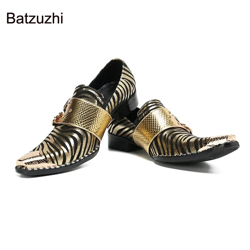 Batzuzhi Men's Shoes Pointed Iron Toe Handmade Men Dress Shoes Leather Blue/Gold Business, Party and Wedding Shoes for Men,38-47
Batzuzhi Men's Shoes Pointed Iron Toe Handmade Men Dress Shoes Leather Blue/Gold Business, Party and Wedding Shoes for Men,38-47