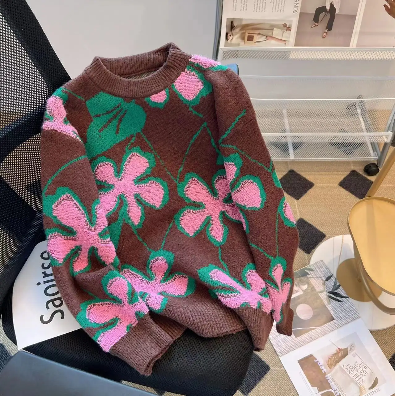 Женский коричневый вязаный пуловер с цветочным узором, свитер Harajuku Y2k, корейские свитера с длинными рукавами, винтажная одежда 90-х годов, осень 2023 г.
Женский коричневый вязаный пуловер с цветочным узором, свитер Harajuku Y2k, корейские свитера с длинными рукавами, винтажная одежда 90-х годов, осень 2023 г.