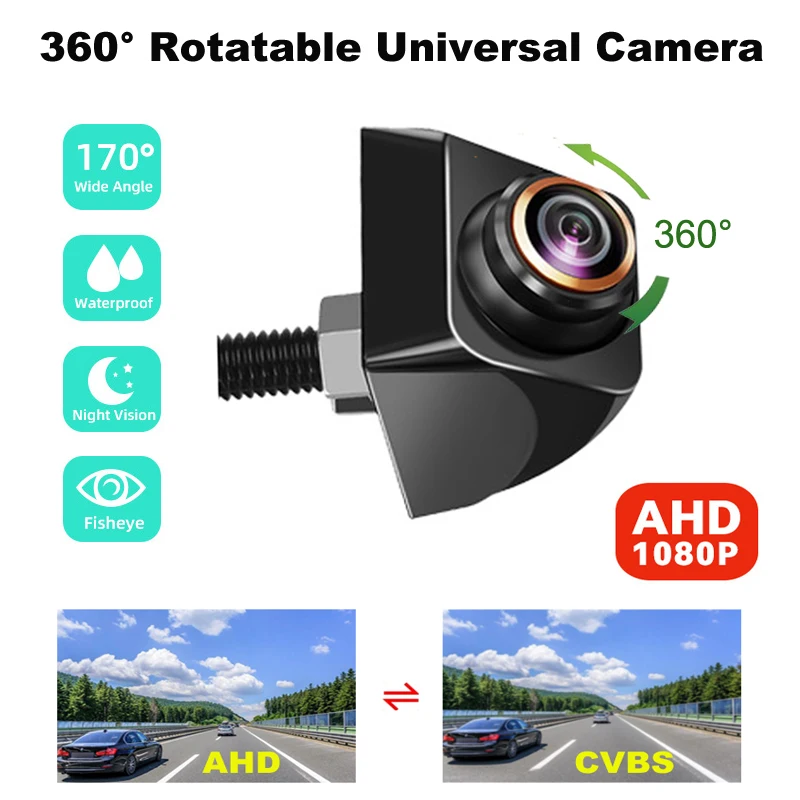 360° Rotatable AHD 1080P Car Front Side Rear View Camera Universal Fisheye Lens Starlight 5 optional models for Vehicle Monitor
360° Rotatable AHD 1080P Car Front Side Rear View Camera Universal Fisheye Lens Starlight 5 optional models for Vehicle Monitor