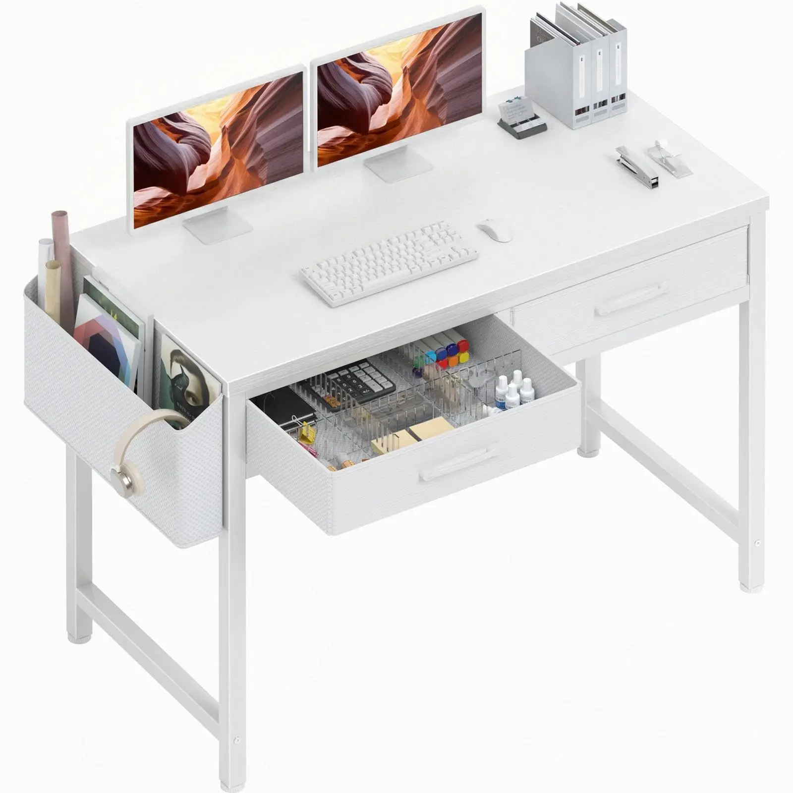 White Computer Desk With Fabric Drawers For Home Office 40 Inch PC Desk Study Writing Table
White Computer Desk With Fabric Drawers For Home Office 40 Inch PC Desk Study Writing Table