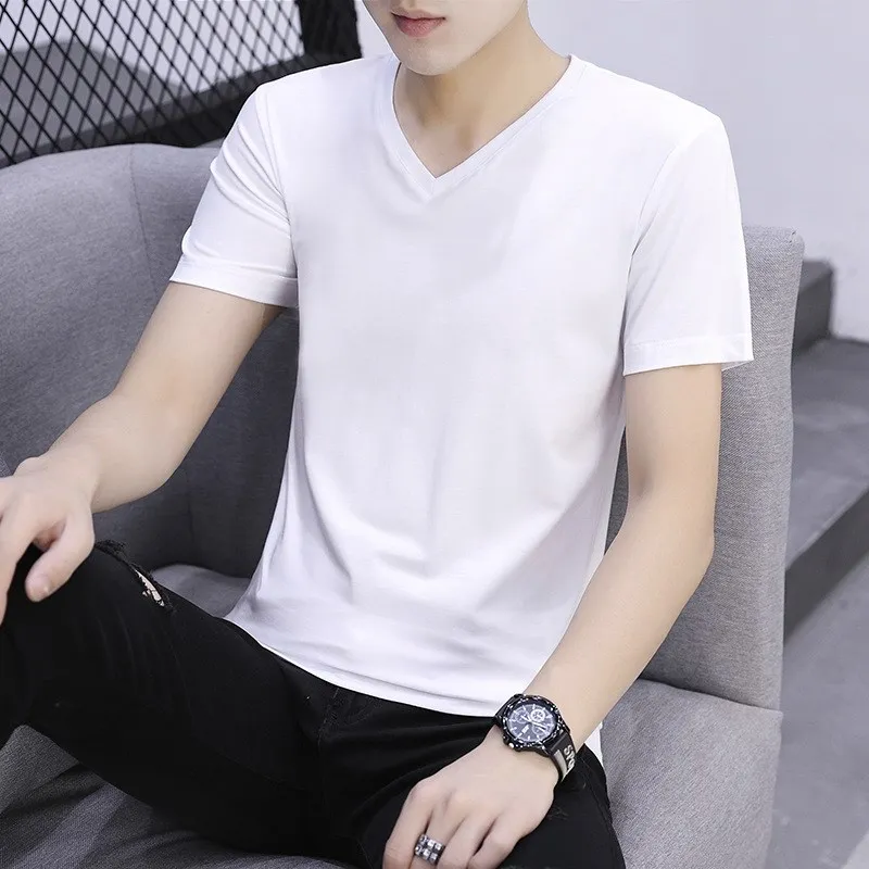 Slim Fit Pure Cotton V-Neck Short Sleeve T-Shirt Men's Youth Loose Style Korean Version Breathable Comfortable Basic Crew Neck
Slim Fit Pure Cotton V-Neck Short Sleeve T-Shirt Men's Youth Loose Style Korean Version Breathable Comfortable Basic Crew Neck