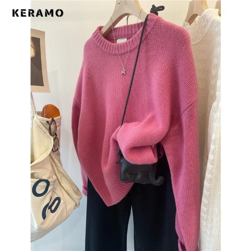 2024 Winter Casual Knitting Long Sleeve Jumpers Solid Color Round Neck Pullovers Women Vintage Loose Fit Knitwear Sweater Top
2024 Winter Casual Knitting Long Sleeve Jumpers Solid Color Round Neck Pullovers Women Vintage Loose Fit Knitwear Sweater Top