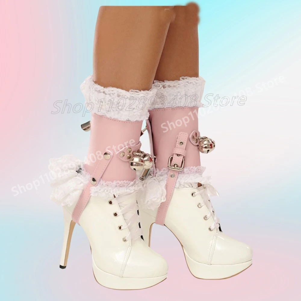 Cosplay Bell Lock Decor Lace Pumps Front Lace-up Stage Performance Stiletto High Heel Fashion Sexy Women Shoes 2025 Para Mujere
Cosplay Bell Lock Decor Lace Pumps Front Lace-up Stage Performance Stiletto High Heel Fashion Sexy Women Shoes 2025 Para Mujere