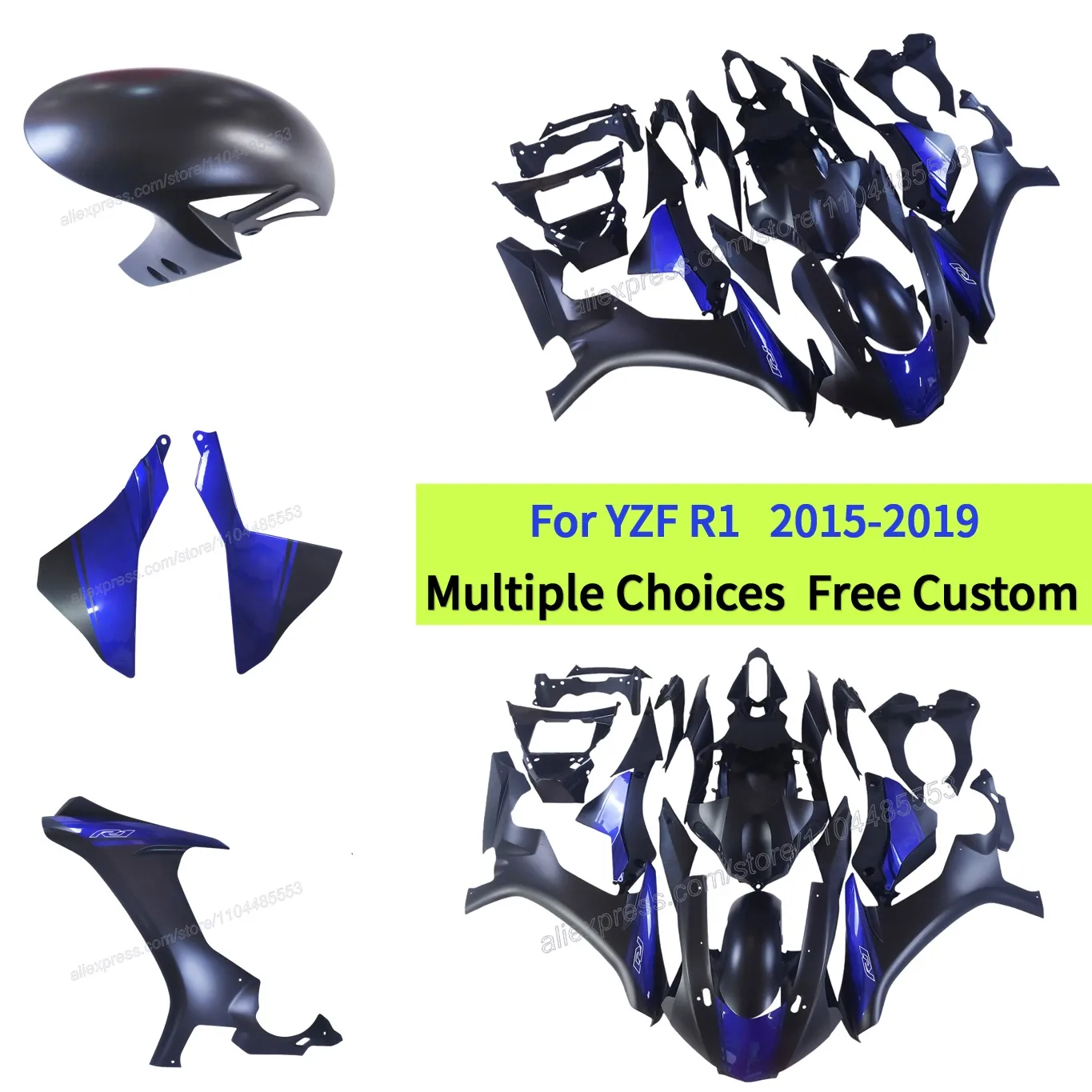 For YAMAHA YZF R1 2015-2019 yzf-r1 2016 2017 2018 Motorcycle Fairing Kit ABS Plastic Bodywork Set | Matte Black, Glossy Blue
For YAMAHA YZF R1 2015-2019 yzf-r1 2016 2017 2018 Motorcycle Fairing Kit ABS Plastic Bodywork Set | Matte Black, Glossy Blue