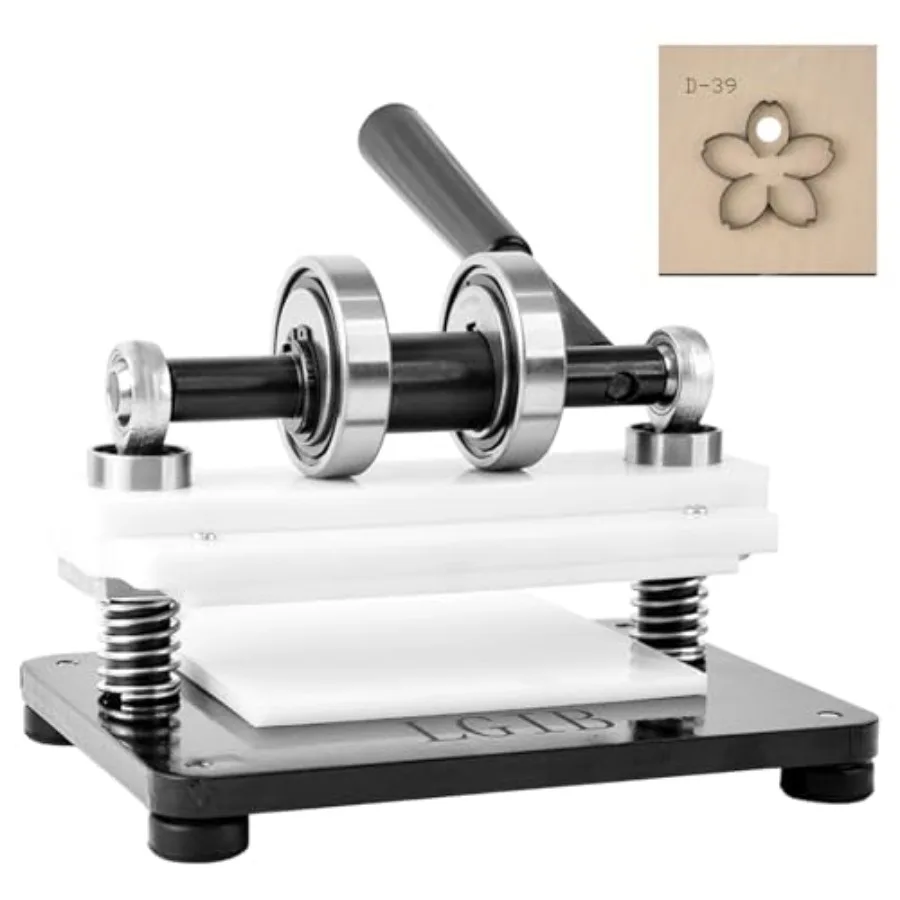Leather Cutting Machine, 1.5 Ton Manual Press Die Cutter with 5.9 x 3.9 in Embossing Plate, Dual Guide Shafts, 0.47in Pressure
Leather Cutting Machine, 1.5 Ton Manual Press Die Cutter with 5.9 x 3.9 in Embossing Plate, Dual Guide Shafts, 0.47in Pressure