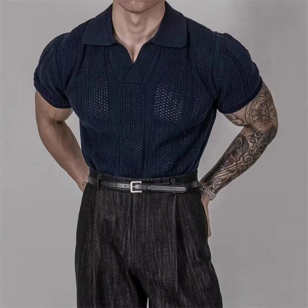 Men Polo Shirt Hollow Casual Knit T-Shirt Spring Summer Beach Vacation Breathable Plain Short-Sleeve Top Men'S Clothing 2025 New
Men Polo Shirt Hollow Casual Knit T-Shirt Spring Summer Beach Vacation Breathable Plain Short-Sleeve Top Men'S Clothing 2025 New