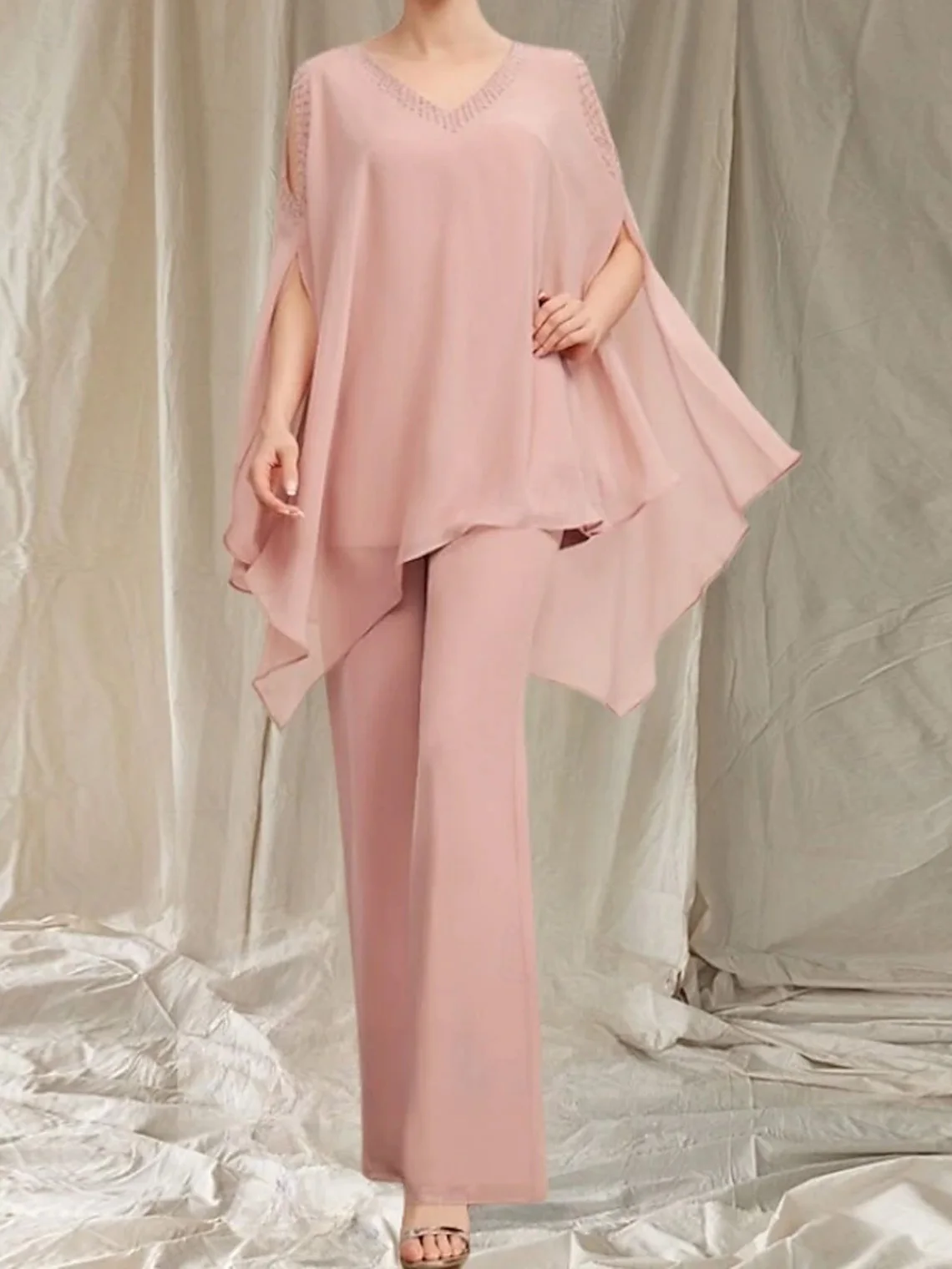 Elegant Jumpsuits Chiffon Wedding Dress V Neck Floor Length Long Sleeves Beading Mother of the Bride Gown 2025 free customized
Elegant Jumpsuits Chiffon Wedding Dress V Neck Floor Length Long Sleeves Beading Mother of the Bride Gown 2025 free customized