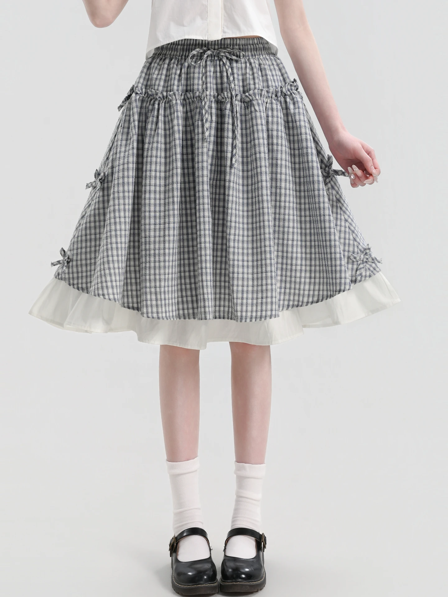 High Waist Midi A-Line Skirt Sweet Design Grid Pattern Double Layer Women's Summer Fashion Half Body Skirt Standard Fit Chinese
High Waist Midi A-Line Skirt Sweet Design Grid Pattern Double Layer Women's Summer Fashion Half Body Skirt Standard Fit Chinese