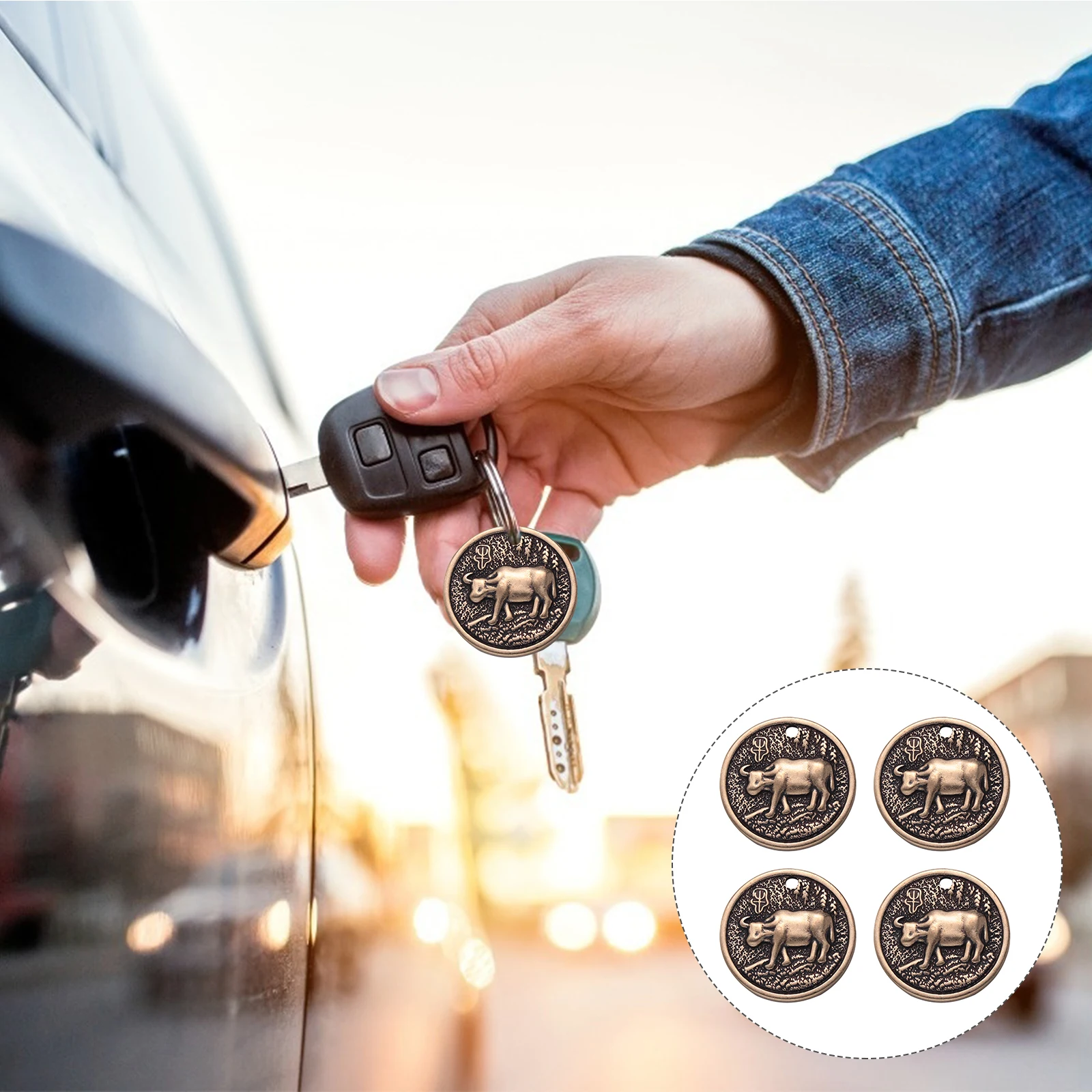 4 pcs Keychain Pendant Copper Coin Key Ring Hangings Creative Retro Style Decorative Key Ring For Bag Car Keychains Fashion
4 pcs Keychain Pendant Copper Coin Key Ring Hangings Creative Retro Style Decorative Key Ring For Bag Car Keychains Fashion