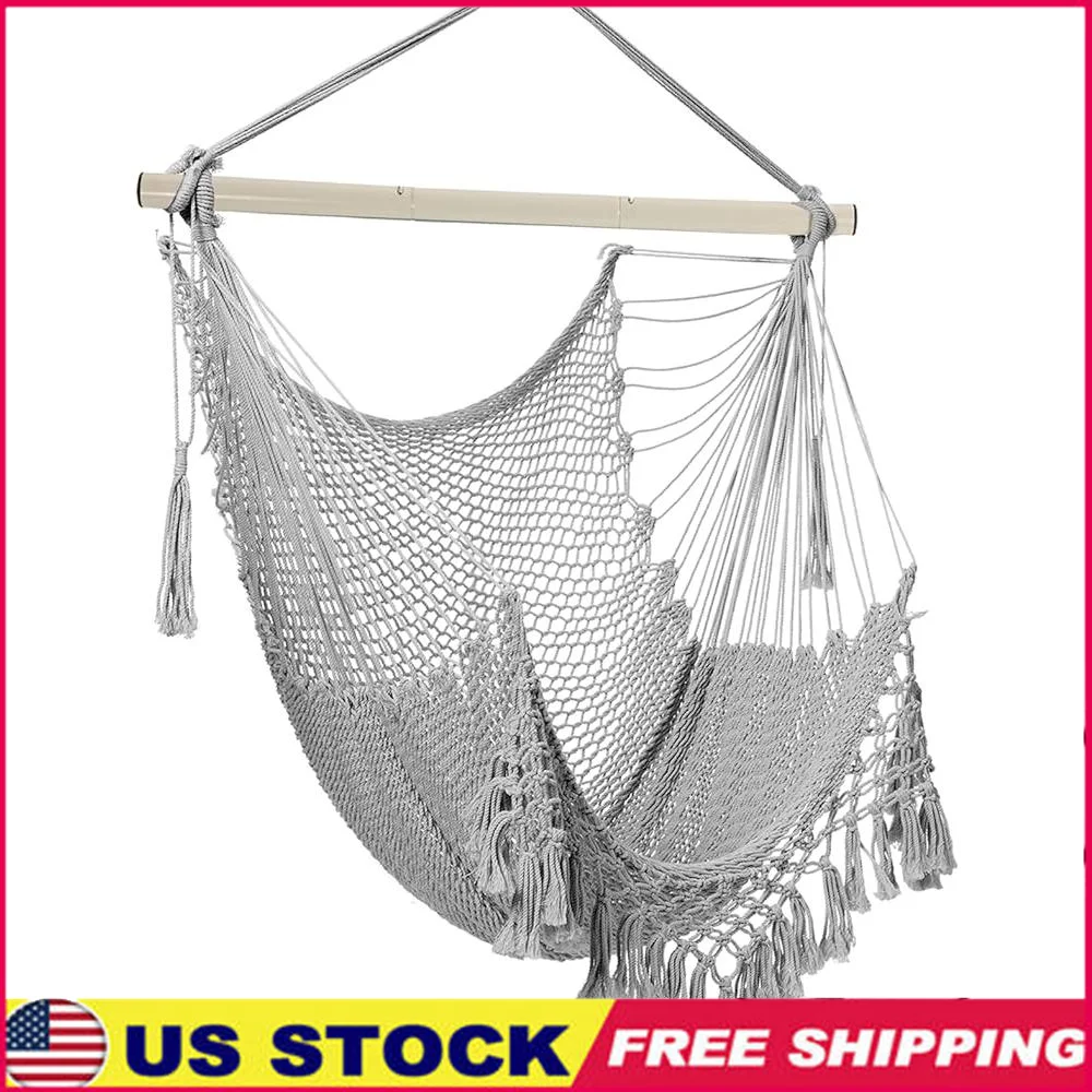 Hammock Chair Hanging Swing Chair Soft Cotton Rope Indoor Outdoor High Load-Bearing Metal Bar Comfortable Relaxing Easy Setup
Hammock Chair Hanging Swing Chair Soft Cotton Rope Indoor Outdoor High Load-Bearing Metal Bar Comfortable Relaxing Easy Setup