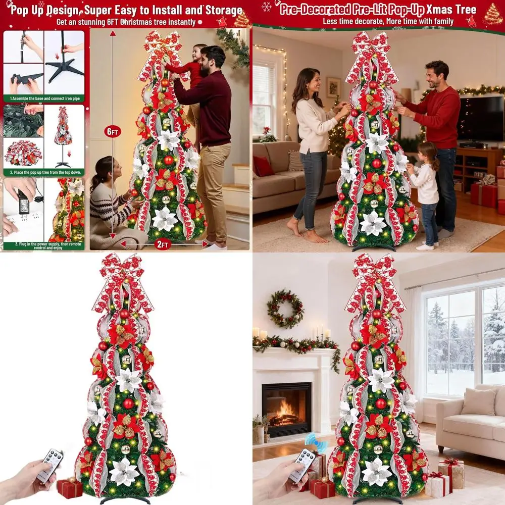 Складная искусственная рождественская елка на 6 футов с 200 светодиодными лампами, лентой Пуансеттии и пультом дистанционного управления для праздничного декора
Складная искусственная рождественская елка на 6 футов с 200 светодиодными лампами, лентой Пуансеттии и пультом дистанционного управления для праздничного декора