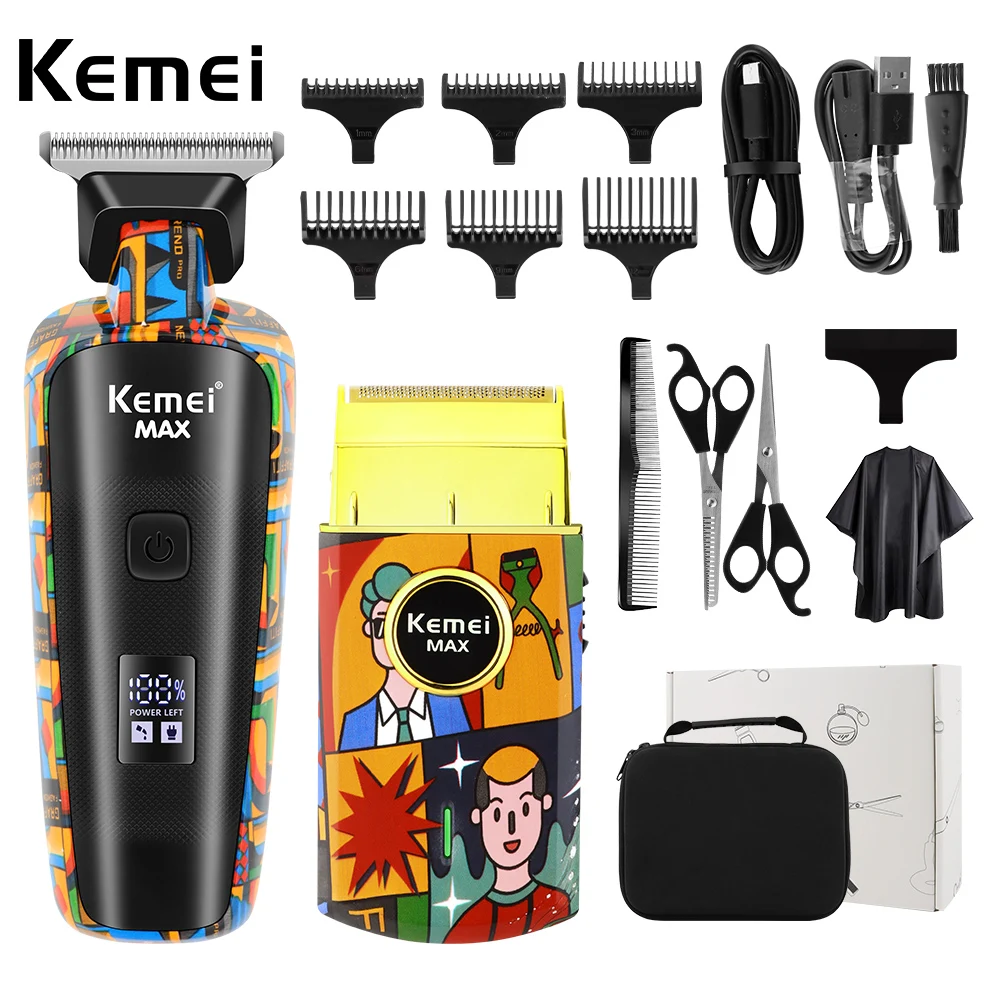 kemei 7098 2Piece Shaving Kit Rechargeable USB Shaver with Display Engraved Trimmer for Men
kemei 7098 2Piece Shaving Kit Rechargeable USB Shaver with Display Engraved Trimmer for Men