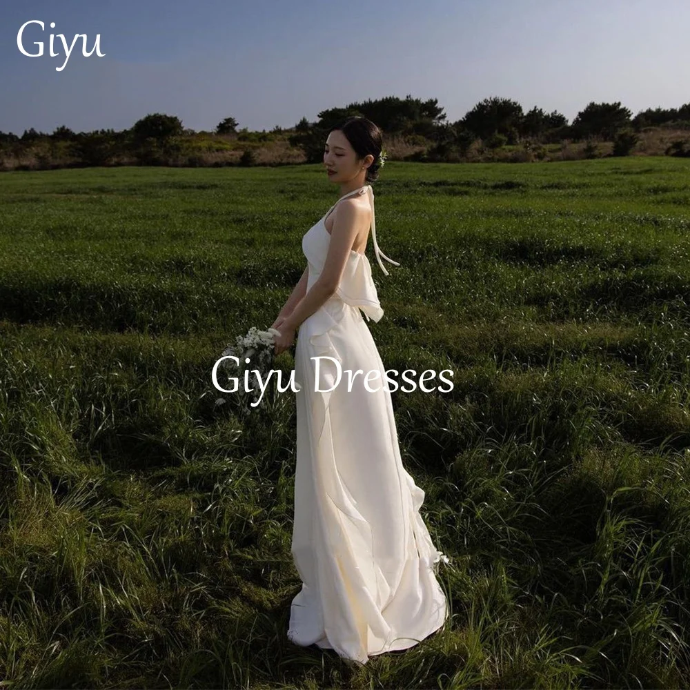 Giyu Simple Halter Wedding Dress Backless Organza A Line Off Shoulder Bridal Gown Floor Length Bridesmaid Dresses Customized
Giyu Simple Halter Wedding Dress Backless Organza A Line Off Shoulder Bridal Gown Floor Length Bridesmaid Dresses Customized