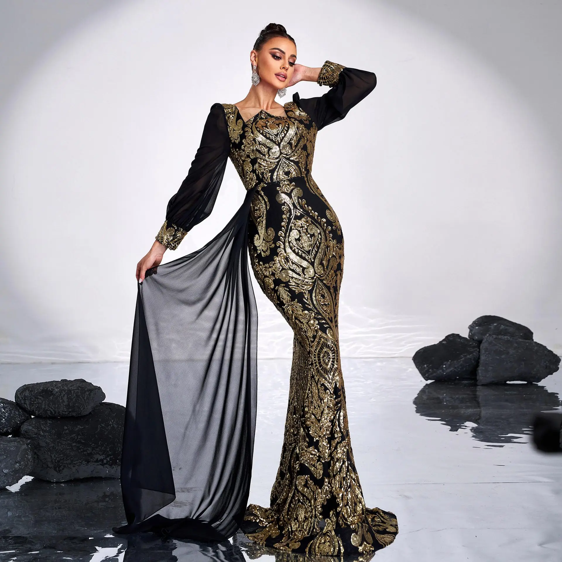 Длинное сексуальное платье макси с высокой талией для женщин, осенняя коллекция 2025, для вечеринок, свадеб и банкетов, из полиэстера
Длинное сексуальное платье макси с высокой талией для женщин, осенняя коллекция 2025, для вечеринок, свадеб и банкетов, из полиэстера