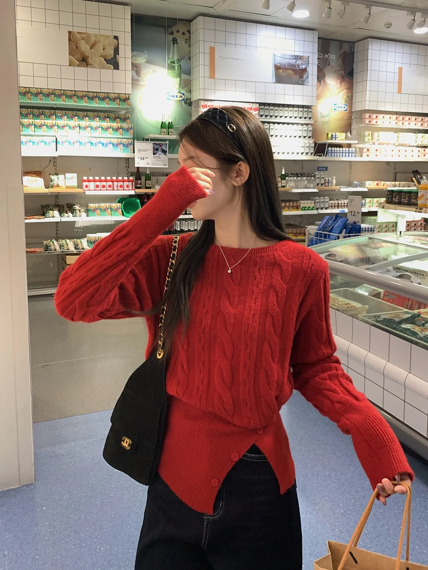 Red Knitted Sweater Women's Korean Sle Belted Asymmetrical Hem Tangled Flower Design Inner Wear Casual Top Outerwear
Red Knitted Sweater Women's Korean Sle Belted Asymmetrical Hem Tangled Flower Design Inner Wear Casual Top Outerwear