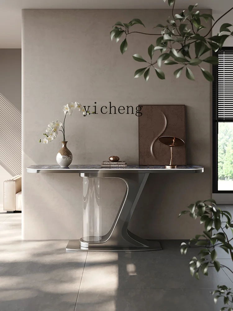 TQQ minimalist entrance table against the wall living room stainless steel marble end view table rock slab case
TQQ minimalist entrance table against the wall living room stainless steel marble end view table rock slab case