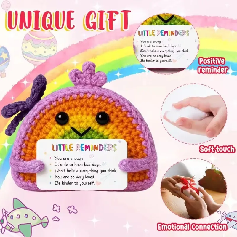 Positive Encouragement Theme Handmade Crocheted Plush Toy Rainbow Design With Inspirational Card Birthday Easter Gift Emotional
Positive Encouragement Theme Handmade Crocheted Plush Toy Rainbow Design With Inspirational Card Birthday Easter Gift Emotional