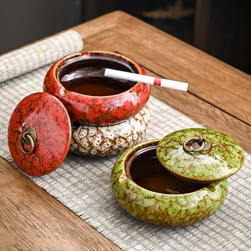 Creative Kiln Change Ceramic Ashtray with Lid Vintage Home Office Ashtray Anti-fly Ash Living Room Decoration for Boyfriend Gift
Creative Kiln Change Ceramic Ashtray with Lid Vintage Home Office Ashtray Anti-fly Ash Living Room Decoration for Boyfriend Gift
