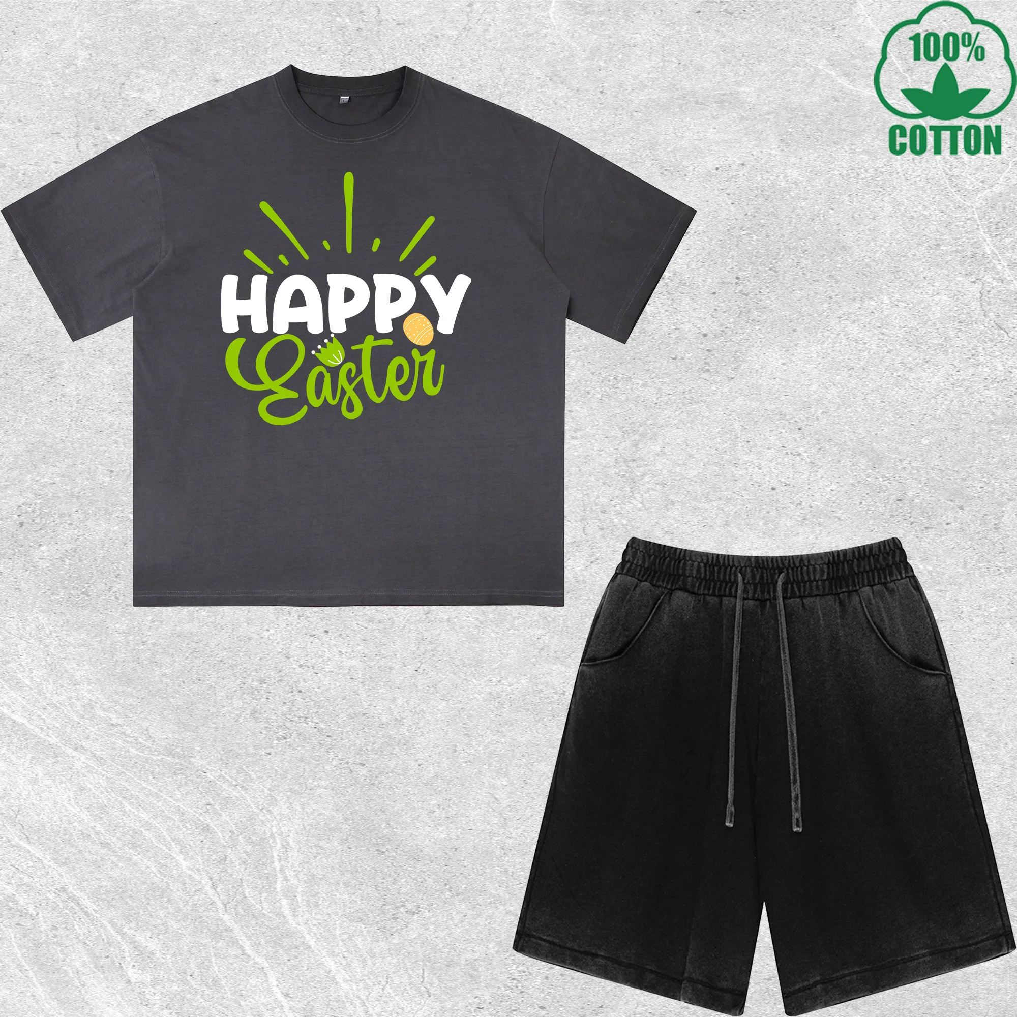 Happy Easter Printed Dirty Wash T-Shirt Shorts Set Multicolor Combo Loose Trendy Fashionable 100%Cotton Short Value Pack
Happy Easter Printed Dirty Wash T-Shirt Shorts Set Multicolor Combo Loose Trendy Fashionable 100%Cotton Short Value Pack