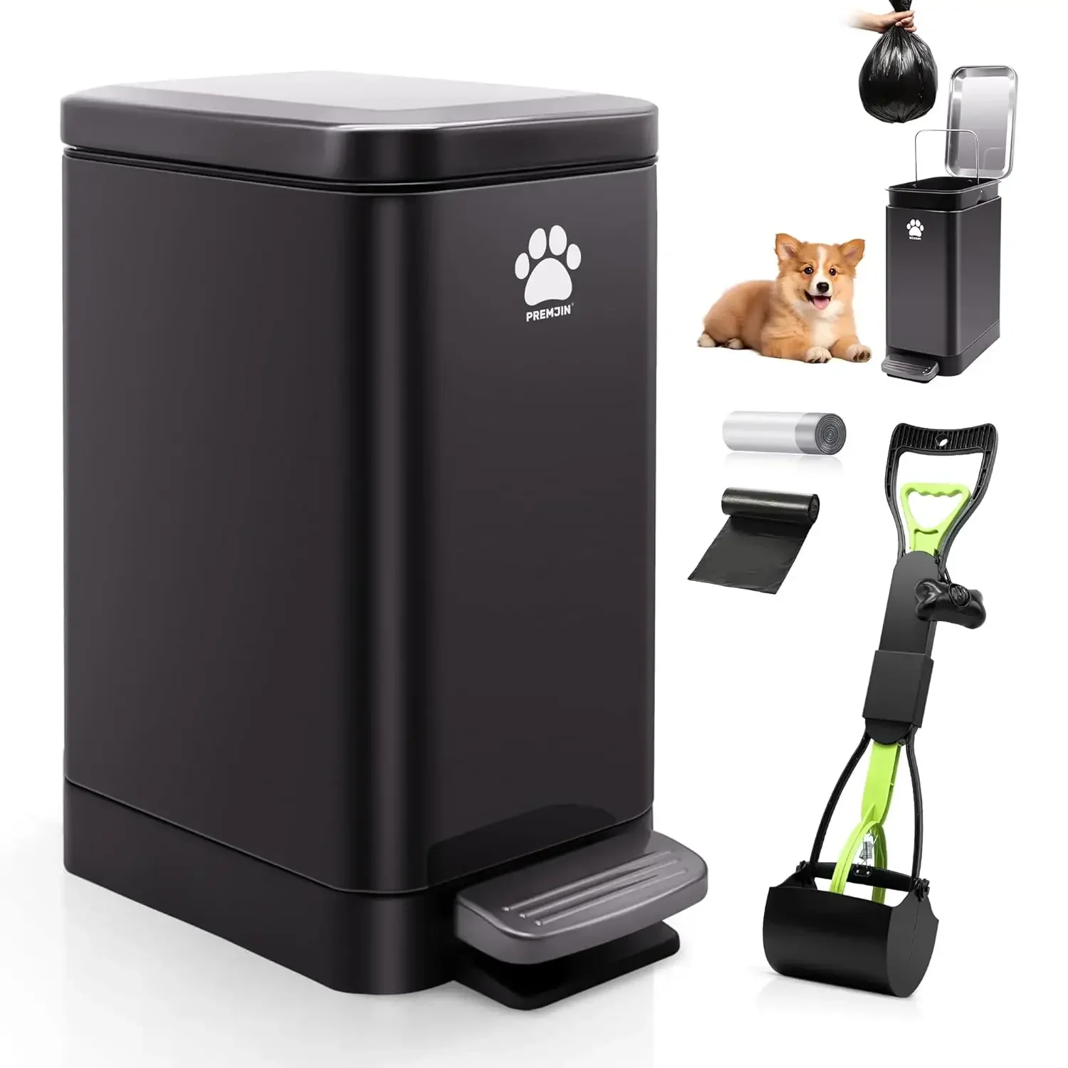 Dog Poop Trash Can Outside with Poop Scooper for Dogs, 12L/3.2Gal Metal Outdoor Garbage Can with Lid Suitable for Small, Medium
Dog Poop Trash Can Outside with Poop Scooper for Dogs, 12L/3.2Gal Metal Outdoor Garbage Can with Lid Suitable for Small, Medium