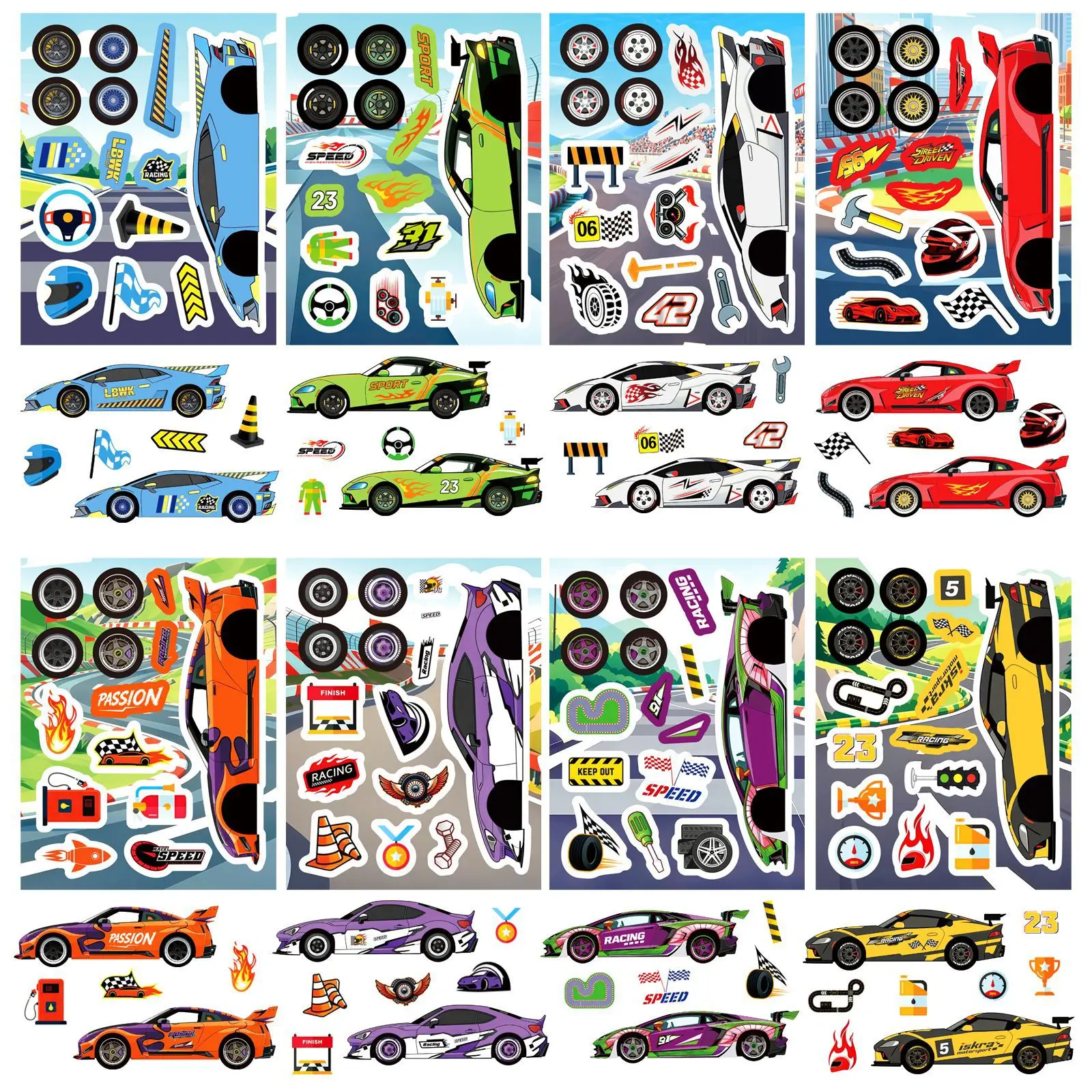 8/16sheets Cool Racing Car Assembly DIY Puzzle Stickers Exquisite Fashion DIY Toys Secret for Bottle Travel Bag Aesthetic Decals
8/16sheets Cool Racing Car Assembly DIY Puzzle Stickers Exquisite Fashion DIY Toys Secret for Bottle Travel Bag Aesthetic Decals