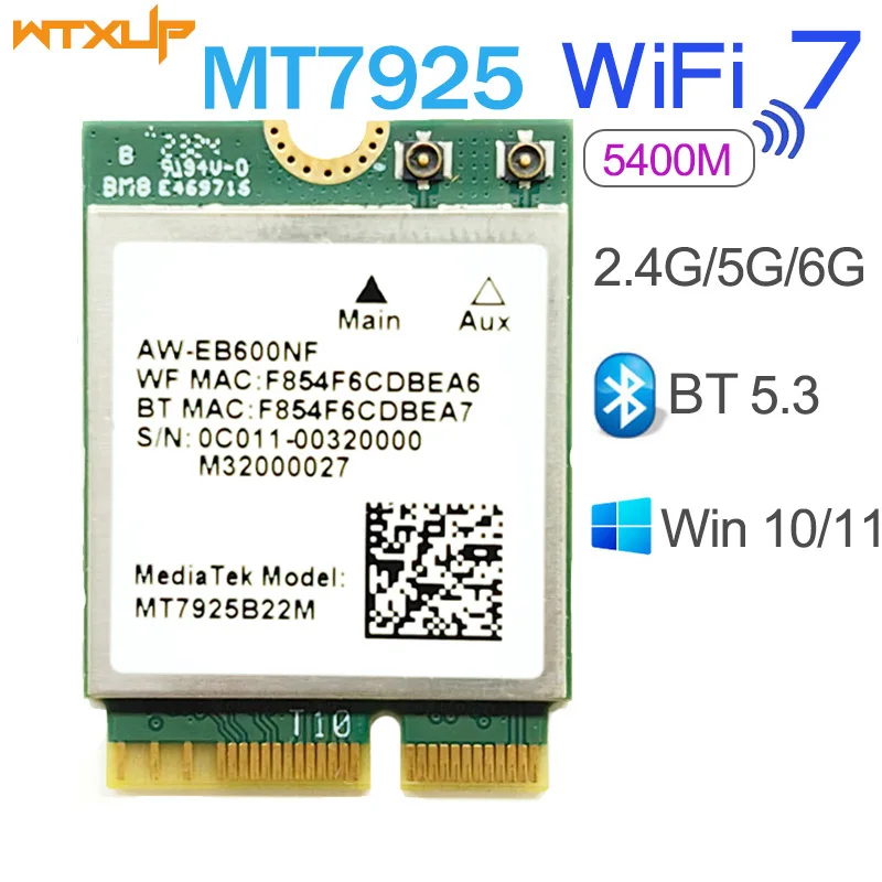 Беспроводная сетевая карта Wi-Fi 7 MT7925, 5400 Мбит/с, ключ M.2 E, трехдиапазонный адаптер 2,4G, 5G, 6G, BT5.3, Wi-Fi адаптер для Win 11 Linux
Беспроводная сетевая карта Wi-Fi 7 MT7925, 5400 Мбит/с, ключ M.2 E, трехдиапазонный адаптер 2,4G, 5G, 6G, BT5.3, Wi-Fi адаптер для Win 11 Linux